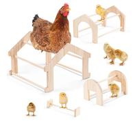 Lot de 4 perchoirs en bois pour poussins - Perchoirs d'entraînement pour poussins - Jouet pour couveuse et poulailler - Perchoir en bois pour le divertissement