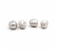 Lot de 4 perles de culture d'eau douce baroque grises 8-10 mm