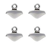 Lot de 4 perles de remplacement Mikronisi en forme de chevrons Plaqué argent Éléments tendance en métal de qualité Pour cymbale Fonctionne avec des perles ginko et plus encore