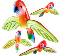 Lot de 4 perroquets gonflables pour piscine, perroquet, pirate, accessoires de costume pour Halloween, Hawaï, décoration de fête, plage, oiseaux tropicaux (58 x 75 cm)