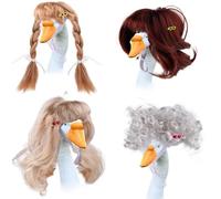 Lot de 4 perruques drôles d'oies pour animaux de compagnie confortables en polyester doux avec matériaux doux
