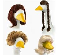 Lot de 4 perruques drôles d'oies pour animaux de compagnie confortables en polyester doux avec matériaux doux