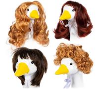 Lot de 4 perruques en polyester pour animal de compagnie - Accessoire de déguisement amusant - Accessoire photo amusant - Accessoire de fête - Collection de perruques humoristiques pour animaux de