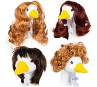 Lot de 4 perruques en polyester pour animal de compagnie - Accessoire de déguisement amusant - Accessoire photo pour fête