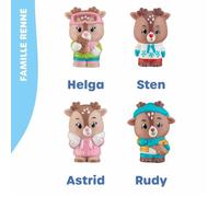 Sophie la Girafe Vulli - Lot de 4 personnages 'Gla Gla' à Collectionner - Famille Rennes - Jouets Enfants - Univers Klorofil - Invente tes Histoires - Thème des Montagnes Enneigées, (700308)