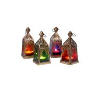 Lot de 4 Petite Lanterne Marocaine décorative Basil 16cm | Photophore marocain pour l’extérieur au Jardin ou l’intérieur sur la Table | Lanternes pour Bougie | décoration de Maison Orientale