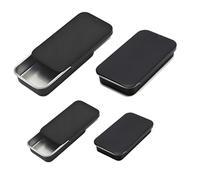 Lot de 4 petites boîtes à biscuits en métal avec couvercles, lingettes pour lentilles, lingettes - Noir - Mini boîte portable vide à charnière pour organiser bijoux, travaux manuels, herbes - 9,5 x