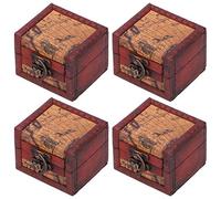 Lot de 4 petites boîtes en bois antiques, étui de rangement vintage en bois pour ranger des bijoux et des trésors