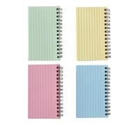Lot de 4 petites cartes de notes avec reliure en métal facile à déchirer pour carnet de notes, cartes à spirales