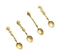 Lot de 4 petites cuillères à mélanger sur le thème des océans avec poignée créative pour mélanger, dessert, collations, vaisselle facile à nettoyer, crème glacée, gâteau, dessert, lait