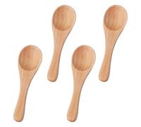 Lot de 4 Petites Cuillères en Bois, 10 x 3 cm Couleur Bois Mini Cuillères à Condiments Petites Cuillères à Épices en Bois Cuillères Ustensiles de Service en Bois pour Épices Sauces Sucre Miel