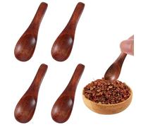 Lot de 4 petites cuillères en bois pour miel, mini cuillères à sel en bois pour crème glacée, épices, miel, café, thé, sucre, sel, moutarde, condiments (marron, 6,9 cm)