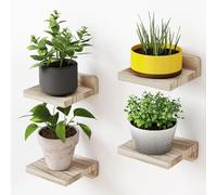 Lot de 4 petites étagères flottantes rustiques en bois de paulownia carbonisé foncé à fixation murale, rangement décoratif pour salle de bain, cuisine, chambre à coucher, deux options d'installation