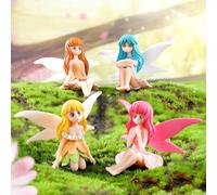 Lot de 4 petites figurines de fée pour l'extérieur - Figurines d'elfes - Accessoires pour l'extérieur - Fées - Décoration de gâteau d'anniversaire - Décoration de jardin