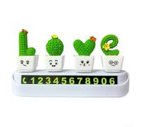 Lot de 4 petites plantes décoratives en pot en résine pour voiture et bureau avec visages animés ludiques (D)