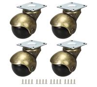 Lot de 4 petites roulettes pivotantes de 3,8 cm pour ottoman/établi/fauteuil roulant/table basse, petites roulettes avec plaque supérieure, vis incluses