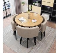 Lot de 4 petites tables rondes de cuisine avec 4 chaises - Idéal pour le salon et la cuisine - Table basse et chaise pour balcon ou salle à manger