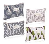 Lot de 4 petites trousses de maquillage en toile multifonctionnelles avec fermeture éclair pour femmes et filles, cadeaux de fête des mères, gris, 22 x 14 cm, Portable