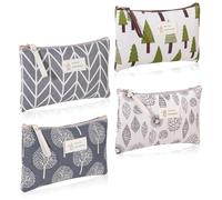 Lot de 4 petites trousses de maquillage en toile pour sac à main avec fermeture éclair - Trousse de toilette portable - Organiseur de maquillage pour femmes et filles - Sacs de voyage