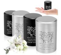 Lot de 4 petites urnes de crémation pour cendres, souvenirs classiques en alliage d'aluminium arbre de vie pour crémation mémorial exquis petit porte-cendres animaux de compagnie cendres de chat