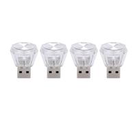Lot de 4 petites veilleuses colorées pour voiture - Accessoires décoratifs d'intérieur - Facile à utiliser