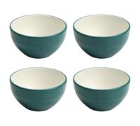 Lot de 4 petits bols à soupe en mélamine de 330 ml avec extérieur texturé, design bicolore pour enfants, adultes, restaurant, usage domestique (vert)