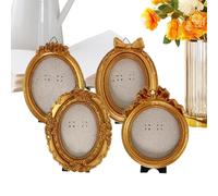 Lot de 4 petits cadres photo vintage | Décoration murale ou table ovale | Cadre photo antique | Petits cadres photo en résine | Pour table, maison, lieu de travail, musée, galerie, étagère, cheminée