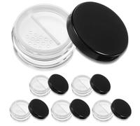 Lot de 4 petits contenants vides en plastique de 10 ml pour poudre libre - Réutilisables - Sans fuite - Compact - Avec tamis rotatif et couvercle à vis noir