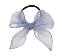Lot de 4 petits élastiques en tulle pour queue de cheval avec nœud - Mini élastiques pour cheveux fins, tresses, dreads - Bleu et violet