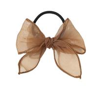 Lot de 4 petits élastiques en tulle pour queue de cheval - Avec nœud - Mini élastiques pour cheveux fins, tresses, dreads - Café