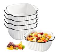 Lot de 4 petits plats à gratin en céramique, 14,5 x 11,5 x 5,5 cm, carrés, petits moules en céramique, moules à lasagnes, moules à lasagnes, pour lasagnes, gratins, pâtes, desserts, plus, blanc