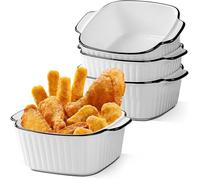 Lot de 4 petits plats à gratin en céramique de qualité supérieure avec poignées, four, micro-ondes et Airfryer, parfaits pour WOK
