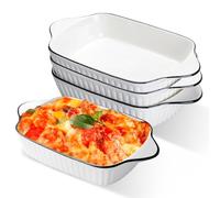 Lot de 4 petits plats à gratin en céramique de qualité supérieure avec poignées, four, micro-ondes et Airfryer, parfaits pour gratin, pâtes, desserts et plus encore, petit plat à gratin pour 1