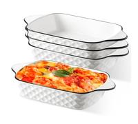 Lot de 4 petits plats à gratin en céramique de qualité supérieure avec poignées, four, micro-ondes et Airfryer, parfaits pour gratin, pâtes, desserts et plus encore, petit plat à gratin pour 1