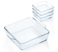Lot de 4 petits plats de cuisson carrés de 12,7 x 12,7 cm, petits plats de cuisson en verre pour four, micro-ondes, friteuse à air, cocottes avec poignée