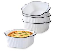 Lot de 4 petits plats de cuisson carrés en céramique de 368,5 g avec poignées, passent au four, au micro-ondes et au lave-vaisselle