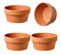 Lot de 4 petits pots de fleurs en terre cuite avec trou de drainage - Parfaits pour les cactus, les plantes succulentes, les pépinières et les plantes d’intérieur (14 x 7 cm)