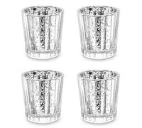 Lot de 4 photophores en verre - 5,5 x 6 cm - Bougeoir en verre - Décoration de mariage / partydeco.pl - Vintage - Aspect rustique chic