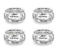 Lot de 4 photophores en verre 6 x 3 cm - Décoration de table de mariage et de Noël - Argenté/vintage - Aspect rustique chic