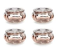 Lot de 4 photophores en verre de 6 x 3 cm - Pour mariage / fête - Style vintage - Aspect rustique et chic - Or rose - 3 cm