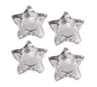 Lot de 4 photophores en verre transparent, formes variées, adaptés pour bougies de 4 cm de diamètre (étoile)