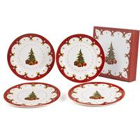 Lot de 4 Piatti Piani Natalizi de 27 cm de diamètre dans une boîte cadeau en porcelaine Nàvel