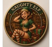 Lot de 4 pièces de monnaie de tentation de Noël, 4 motifs coquins pour pièces de monnaie de Père Noël secret, pièce sur le thème des adultes avec art fatal, cadeau amusant pour amis ou couples (D)