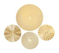 Lot de 4 Pièces Décoration Murale Ronde Style Rétro, Doré, en Fer | Finition Vintage, Motif Texturé, Effet Focal Visuel, pour Murs et Fenêtres, Ambiance Maison Rustique
