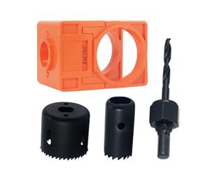 Lot de 4 pièces d'installation de porte en bois avec gabarit de perçage pour une installation rapide et coupe-trou en acier au carbone de taille commune