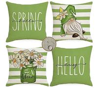 Lot de 4 pied de poule Housses de Coussins 45x45 cm Coussin Decoratif Canape VertLine Housse De Coussin Exterieur Impermeable pour Exterieur Cecoratif Canape pour Chambreé,Chaise,Jardin Decoratif