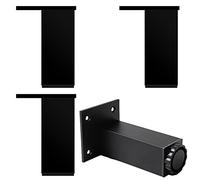 Lot De 4 Pied Table Haute Noir Reglable Pied de Meuble Pied pour Meuble Commode Pied Table Console, Aluminum Alloy | Finition en Anodisé | 6-40 cm Pieds De Table Basse Vis Inclus (18cm,Noir)