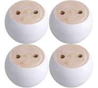 Lot de 4 pieds à chignon ronds en bois blanc de 5,1 cm de haut avec vis de rechange en bois massif pour commode, canapé, armoire, canapé