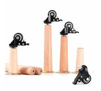 Lot de 4 Pieds Armoire Bois Massif,massif bois effilé Pieds de meubles avec roulette Pieds Support Table Basse pour Fauteuil Table de Nuit Armoire Meubles (15cm(5.9in))