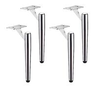 Lot de 4 pieds d'armoire modernes en métal - Pieds de rechange en acier laminé à froid avec vis, 12 cm noir et 15 cm argenté - Mise à niveau durable des meubles